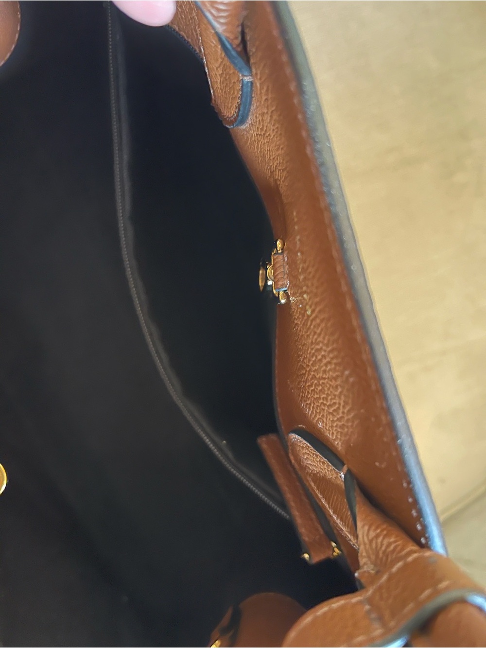 DeMellier Tan-Brown Leather Top-Handle Satchel with Gold Hardware - Picture 10 of 15